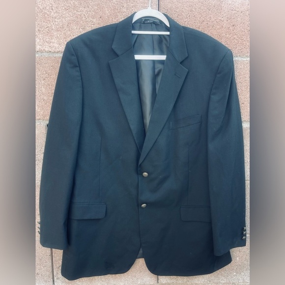 meeting street Other - Meeting Street Men’s 48L Wool Suit Jacket Sport Coat Blazer Black Bronze Buttons